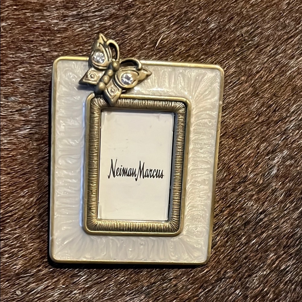JAY STRONGWATER  Neiman Marcus Gold and Cream Butterfly Frame/clip